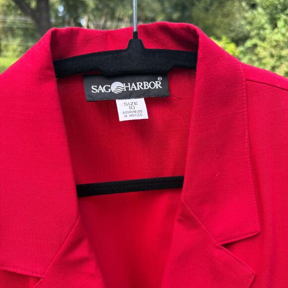 Sag Harbor Women's Red Blazer Jacket Size 10 - Classic! - Picture 4 of 8